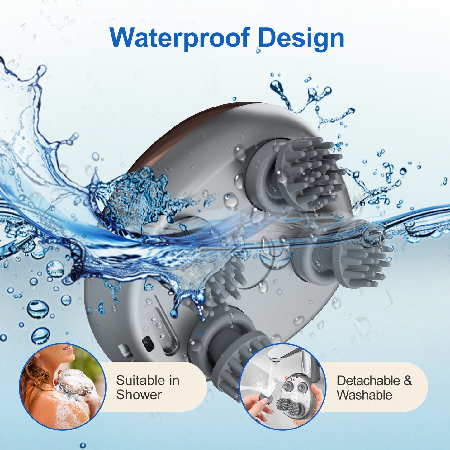 "Waterproof 3D Scalp Massager – Rechargeable & Portable"