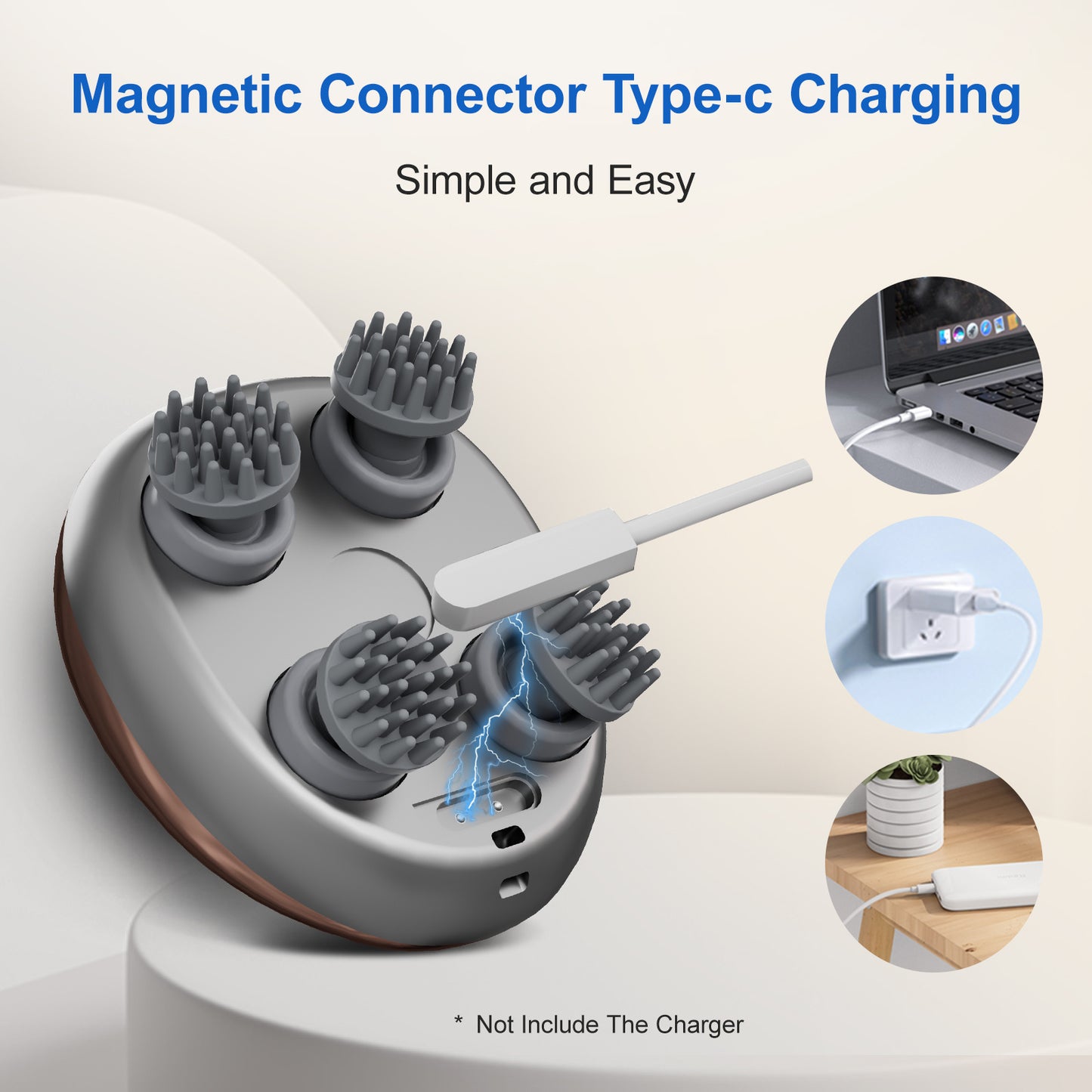 "Waterproof 3D Scalp Massager – Rechargeable & Portable"