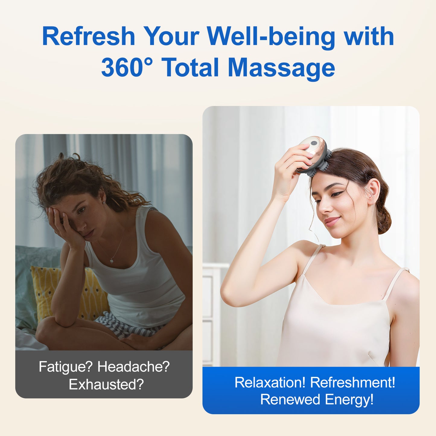 "Waterproof 3D Scalp Massager – Rechargeable & Portable"