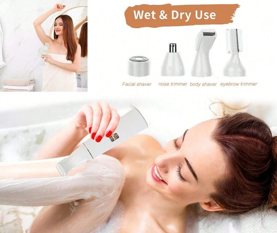 "4-in-1 Precision Electric Facial Hair Remover – Painless Grooming Tool for Women"