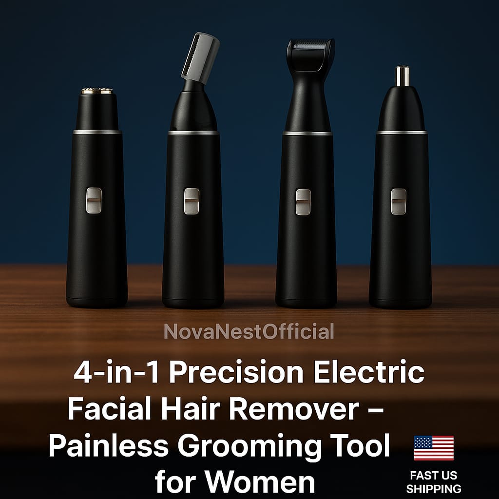 "4-in-1 Precision Electric Facial Hair Remover – Painless Grooming Tool for Women"